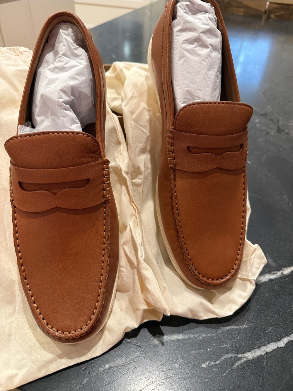 Trask Men's Penny Loafers in Cognac Brown